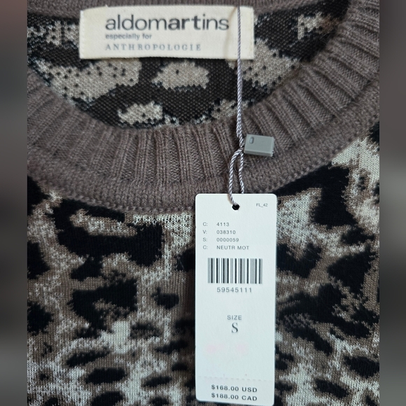 Anthropologie, New, Aldomartins Safa Leopard Neutral Sweater, Size Small - Picture 10 of 12